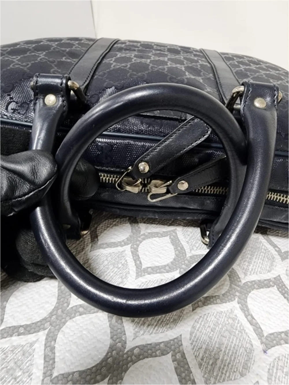 Authentic Gucci GG Imprimé Briefcase/Laptop Bag Navy Blue